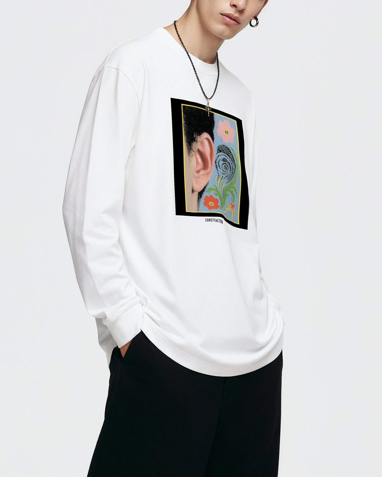 롱 슬리브 T셔츠【LO-FI LISTENER】(2685130) 화이트