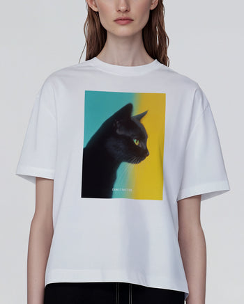 T-shirt [Black Kitten] (6714011) White