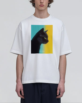 T-shirt [Black Kitten] (6714011) White