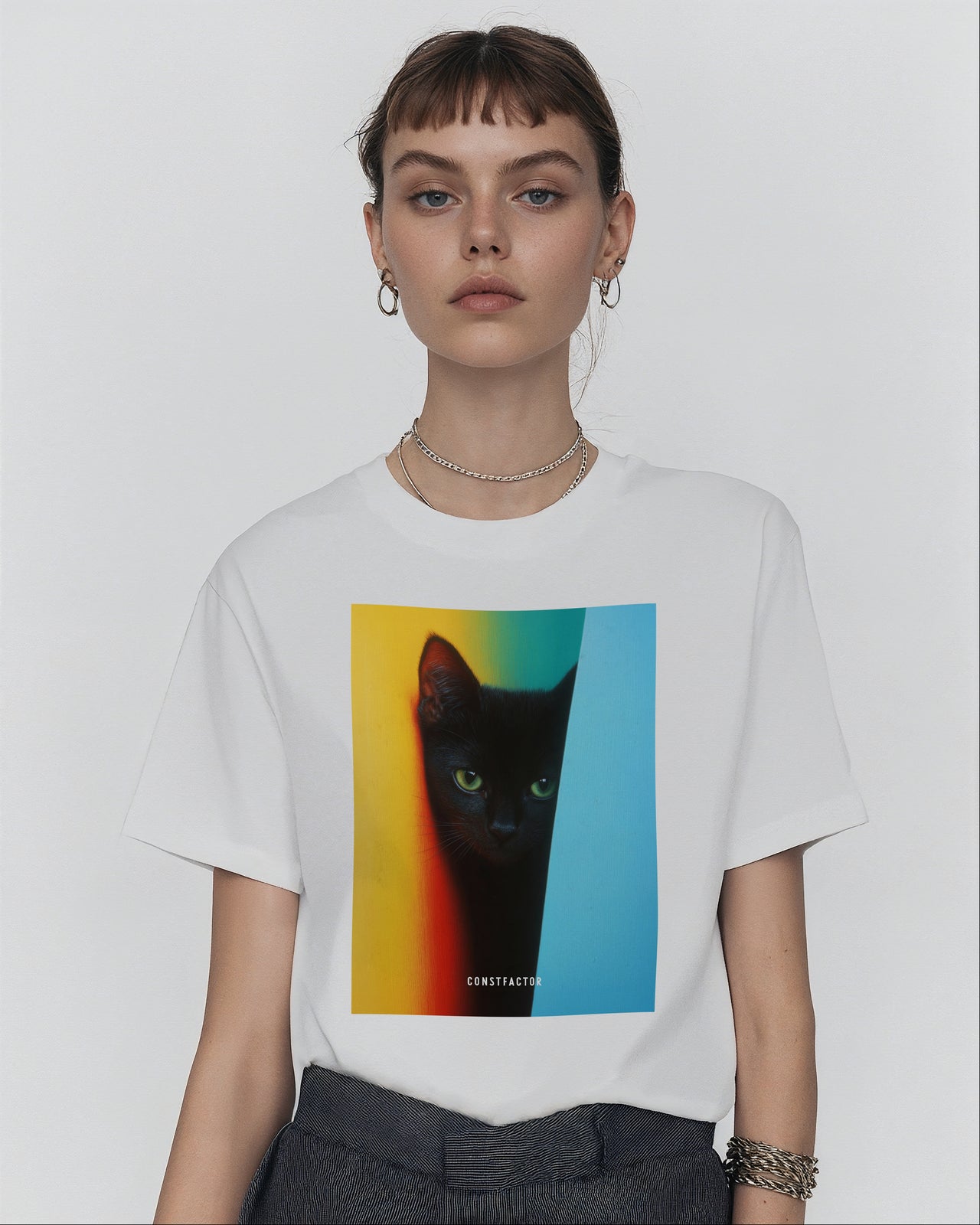 Tシャツ【Black Kitten】（9655393）ホワイト