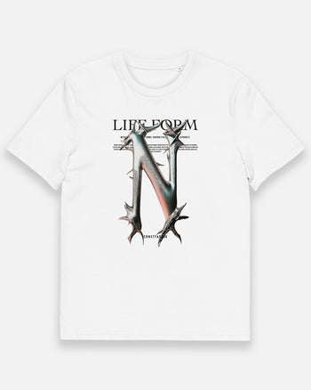 Organic cotton T-shirt [N: Life form Alphabet] (5169644) White