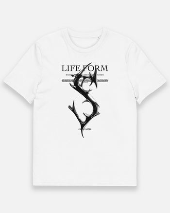 Organic cotton T-shirt [S: Life form Alphabet] (5234279) White