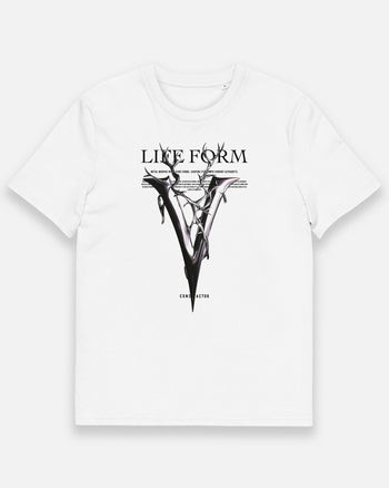 Organic cotton T-shirt [V: Life form Alphabet] (1068389) White